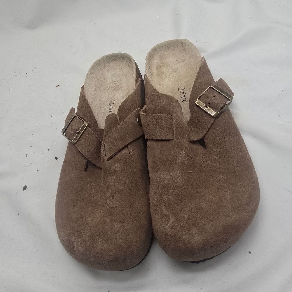 Quince Suede Clog Mules Womens 9 Brown Leather Boho Gorpcore Minimalist Comfort